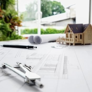 image of engineering objects on workplace top view.construction